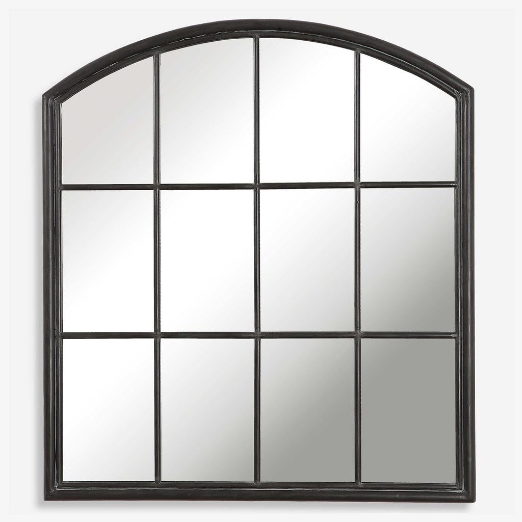 Lyda Aged Black Arch Mirror - Bombay Mercantile