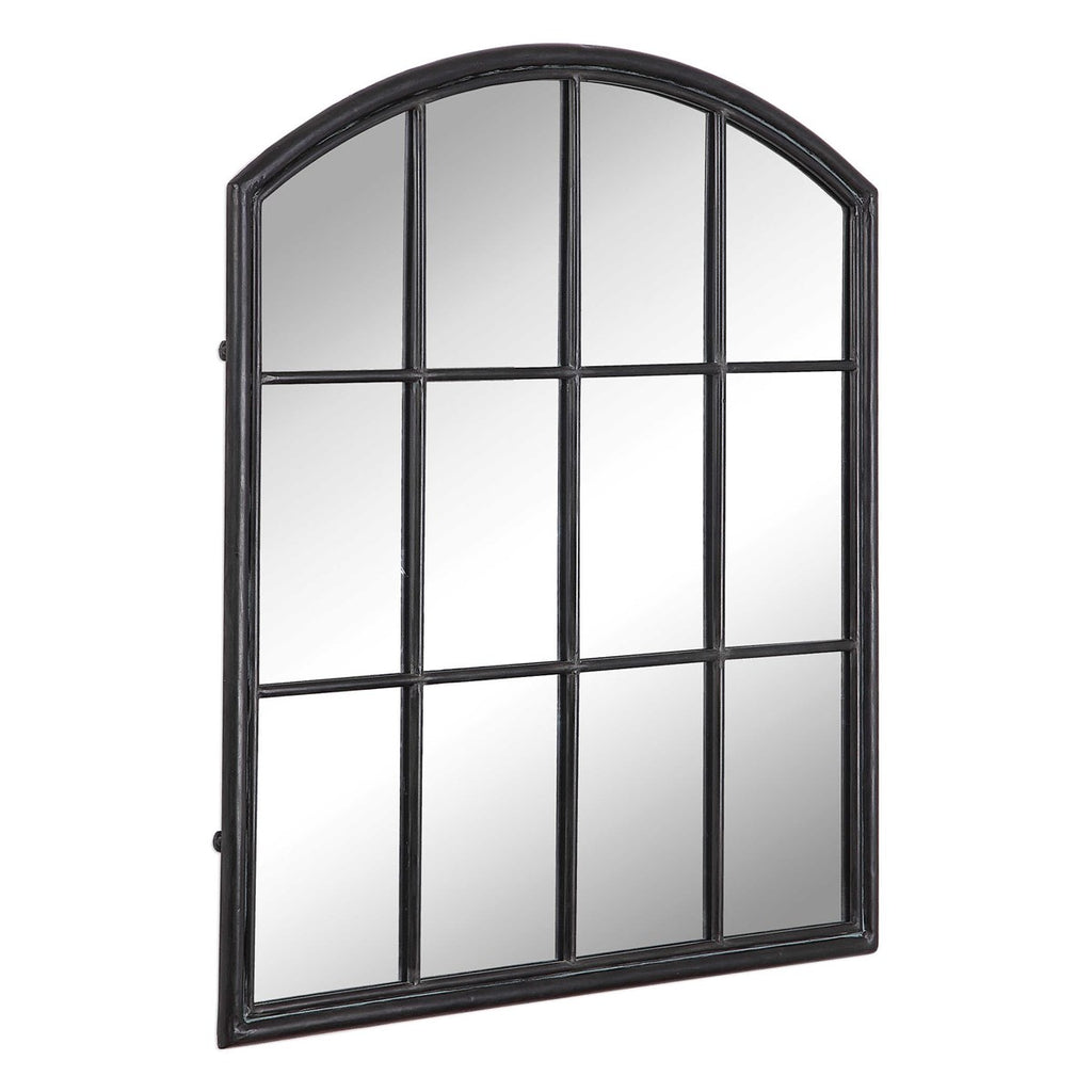 Lyda Aged Black Arch Mirror - Bombay Mercantile