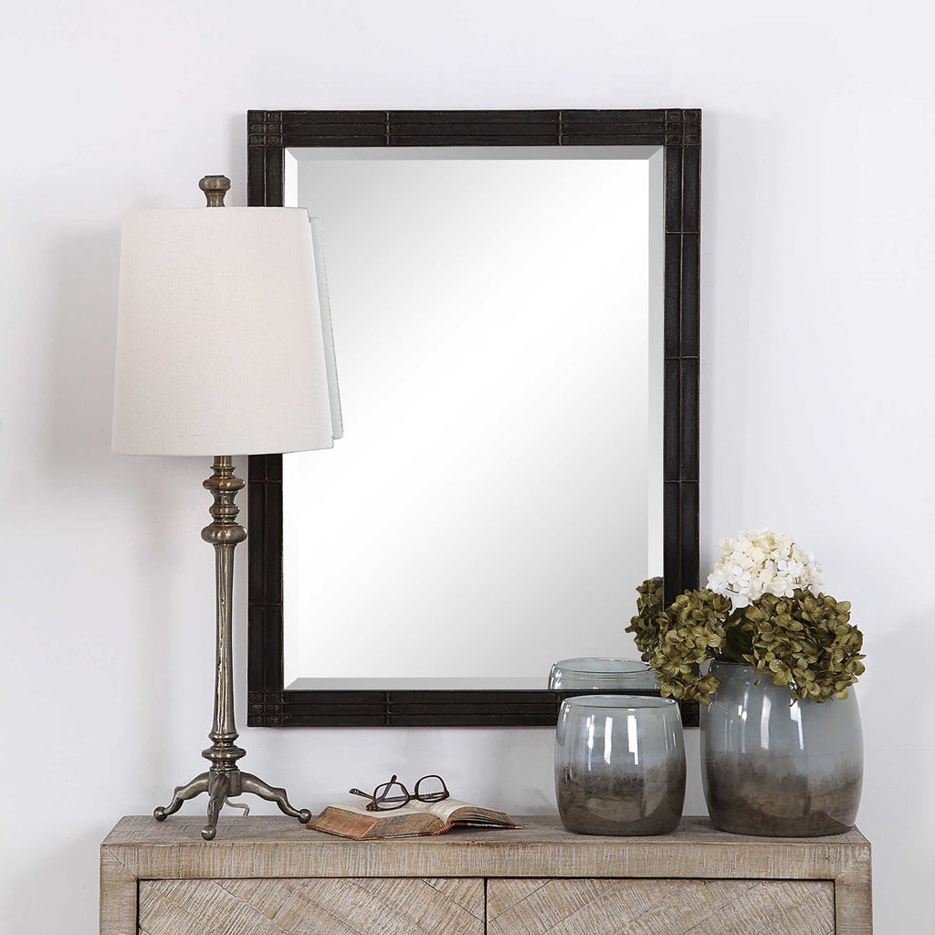 Gower Aged Black Vanity Mirror - Bombay Mercantile