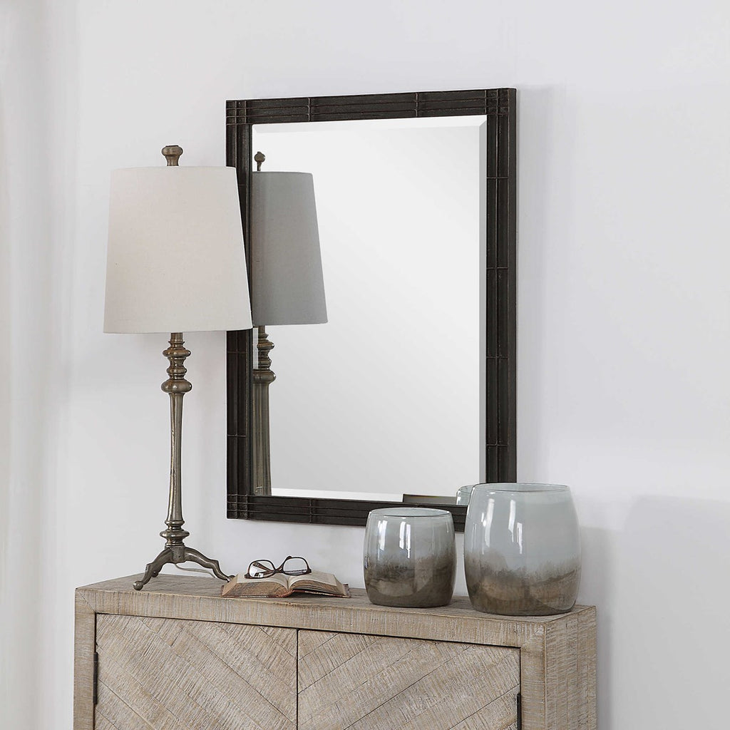 Gower Aged Black Vanity Mirror - Bombay Mercantile