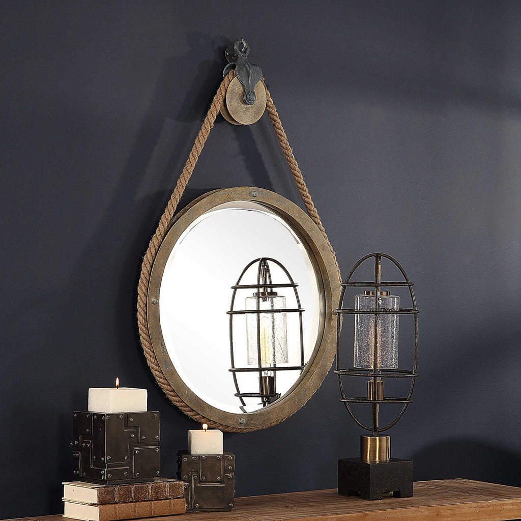 Melton Round Pulley Mirror - Bombay Mercantile