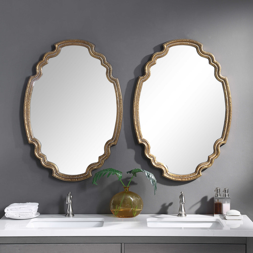 Ariane Gold Oval Mirror - Bombay Mercantile