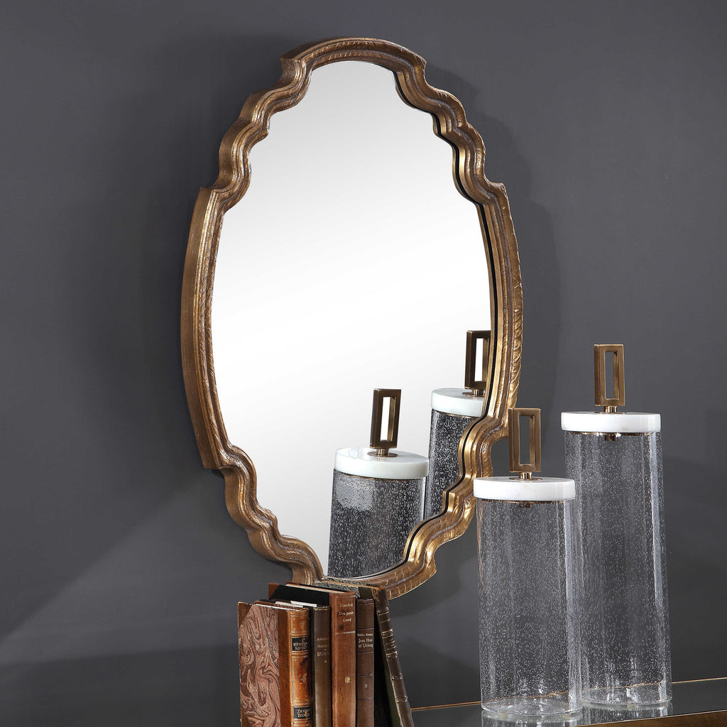 Ariane Gold Oval Mirror - Bombay Mercantile
