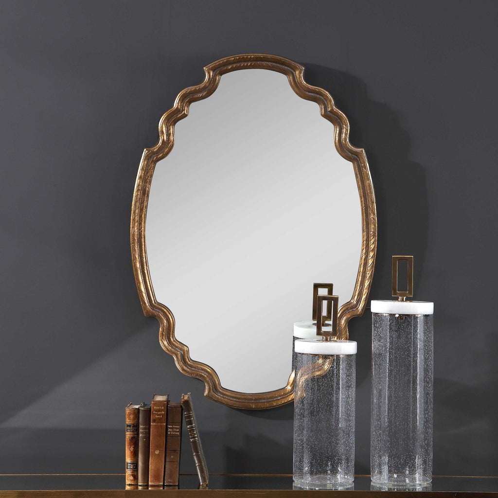Ariane Gold Oval Mirror - Bombay Mercantile
