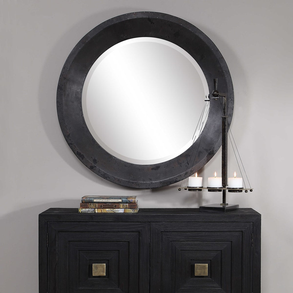 Frazier Round Industrial Mirror - Bombay Mercantile