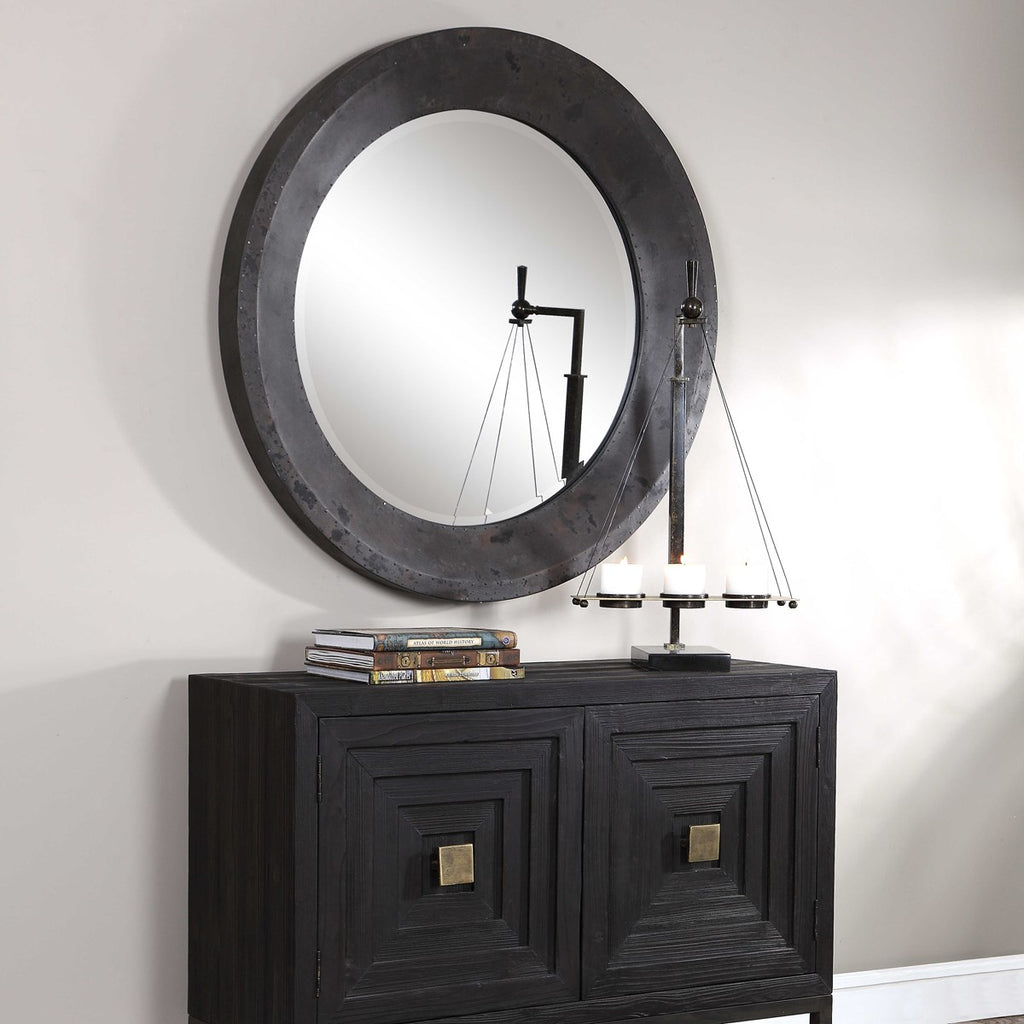Frazier Round Industrial Mirror - Bombay Mercantile