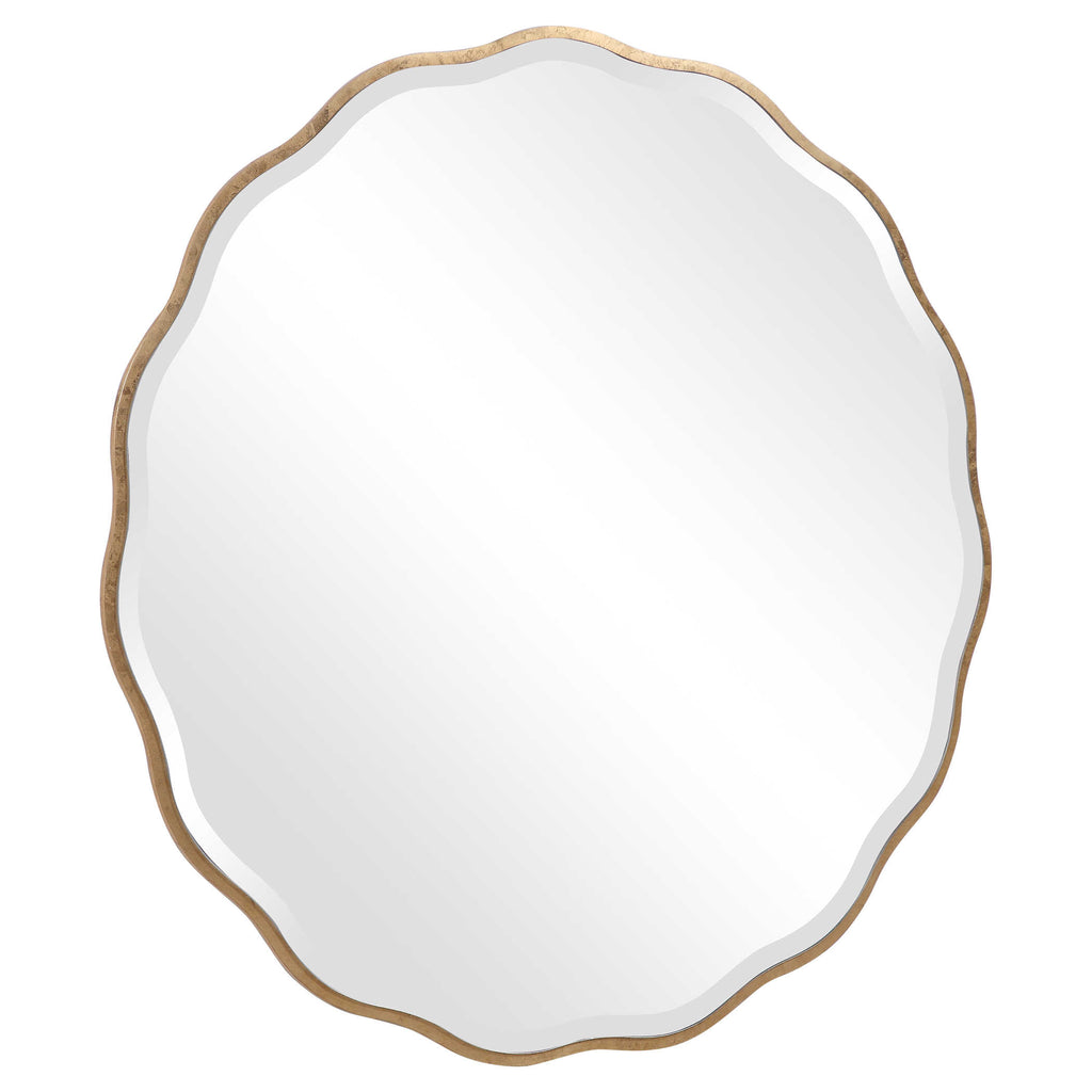 Aneta Gold Round Mirror - Bombay Mercantile