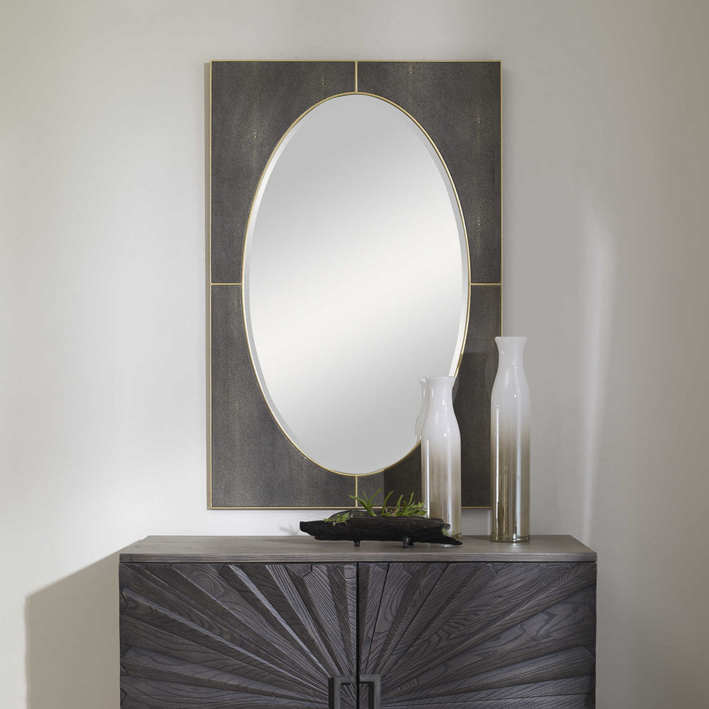 Cyprus Gray Shagreen Mirror - Bombay Mercantile