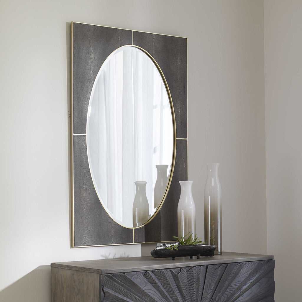 Cyprus Gray Shagreen Mirror - Bombay Mercantile