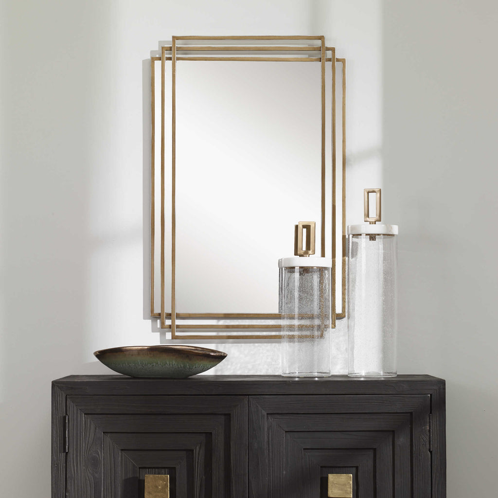 Amherst Brushed Gold Mirror - Bombay Mercantile