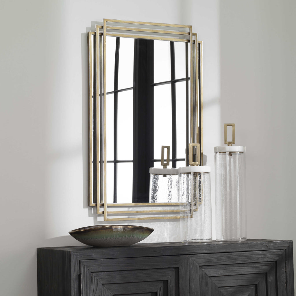 Amherst Brushed Gold Mirror - Bombay Mercantile