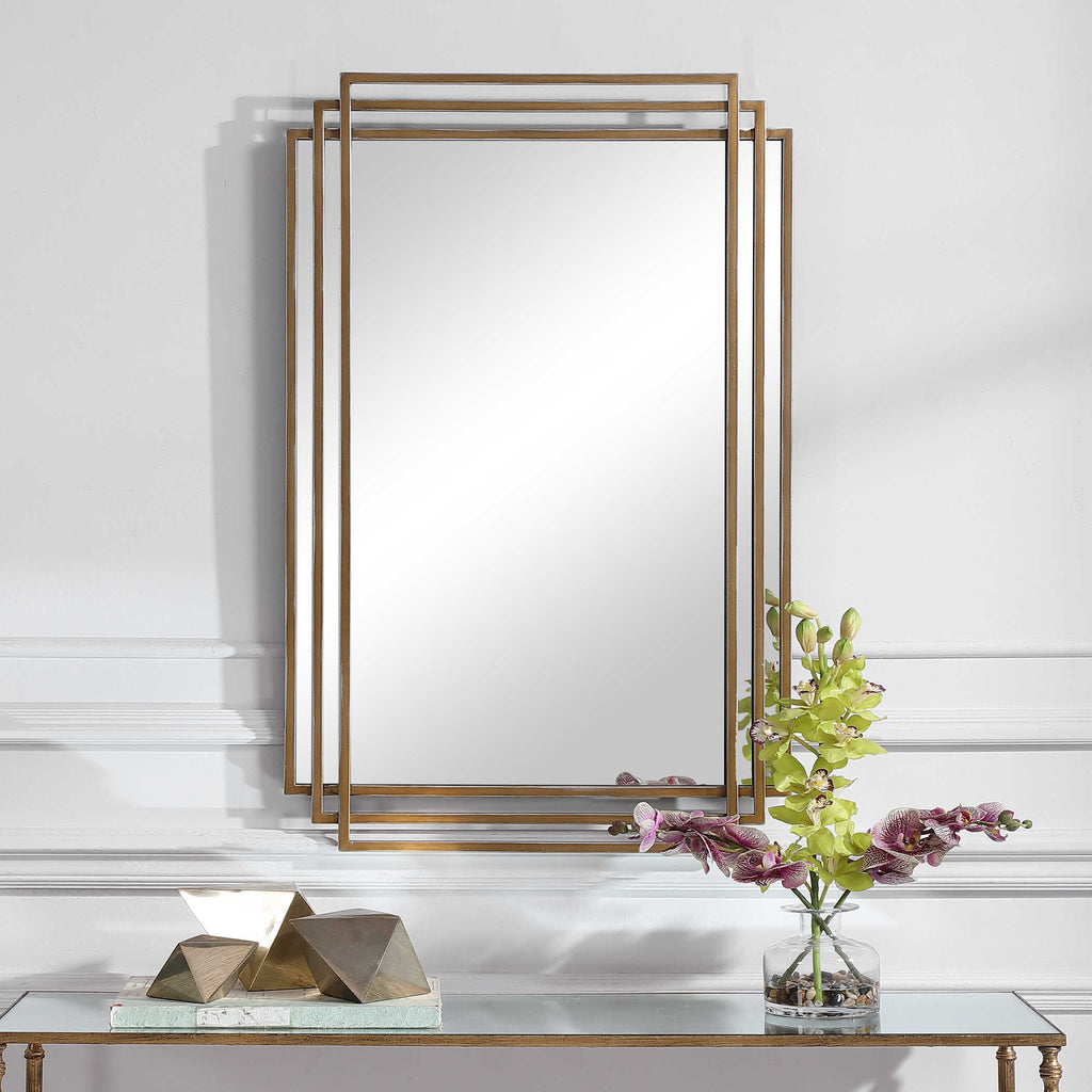 Amherst Brushed Gold Mirror - Bombay Mercantile