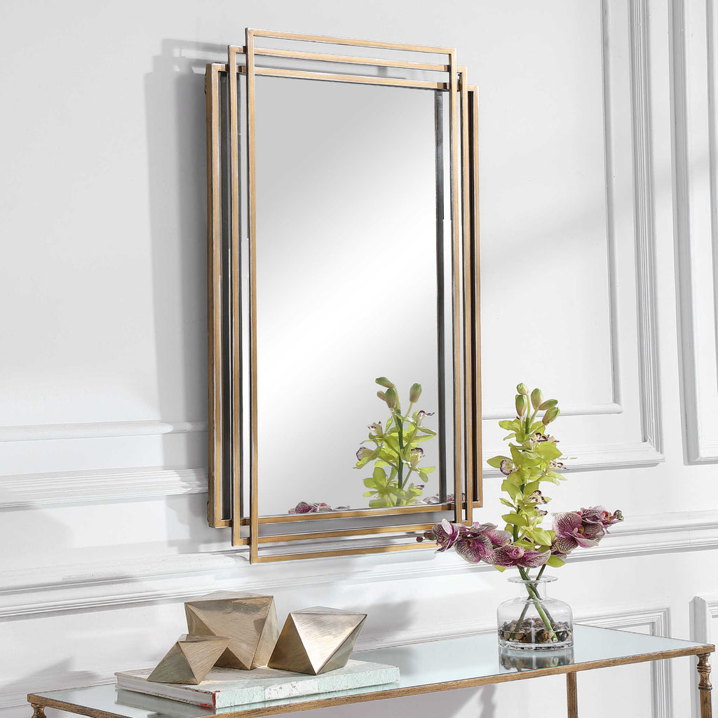 Amherst Brushed Gold Mirror - Bombay Mercantile