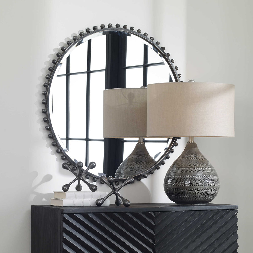 Taza Round Iron Mirror - Bombay Mercantile