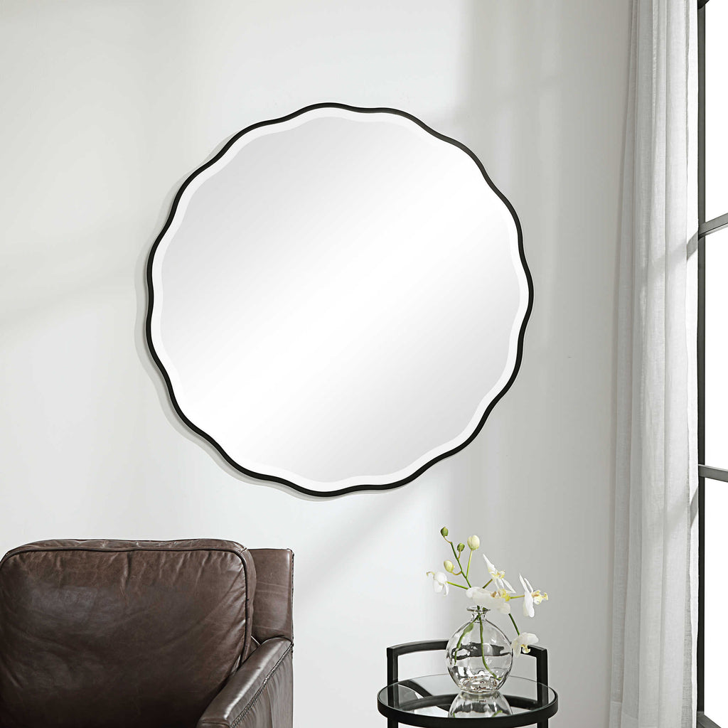 Aneta Black Round Mirror - Bombay Mercantile