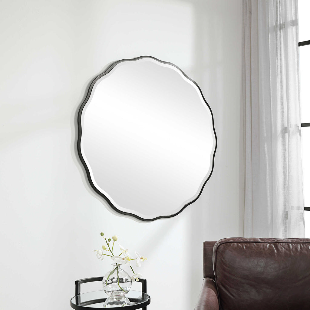 Aneta Black Round Mirror - Bombay Mercantile