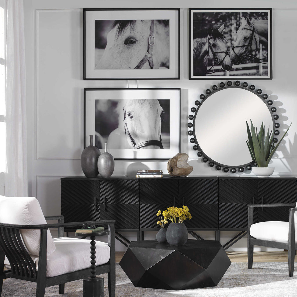 Cyra Black Round Mirror - Bombay Mercantile