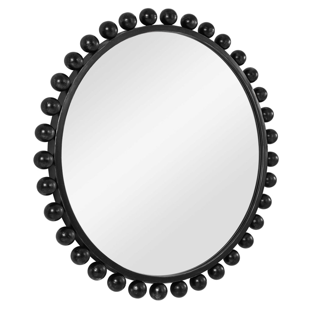 Cyra Black Round Mirror - Bombay Mercantile