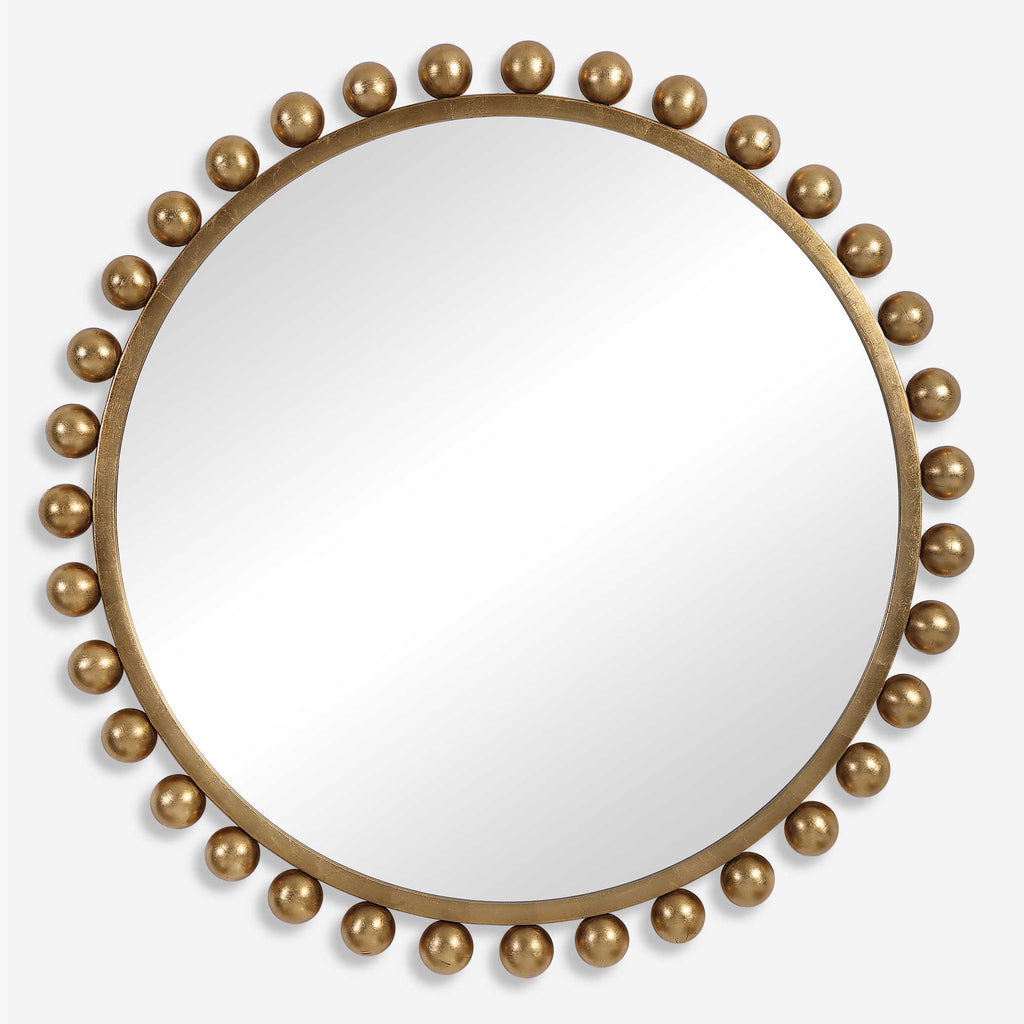 Cyra Gold Round Mirror - Bombay Mercantile