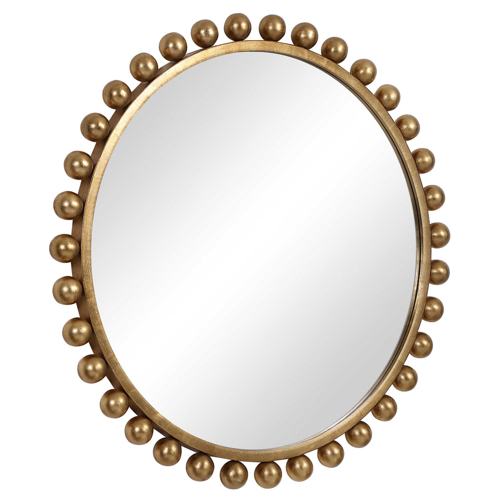 Cyra Gold Round Mirror - Bombay Mercantile