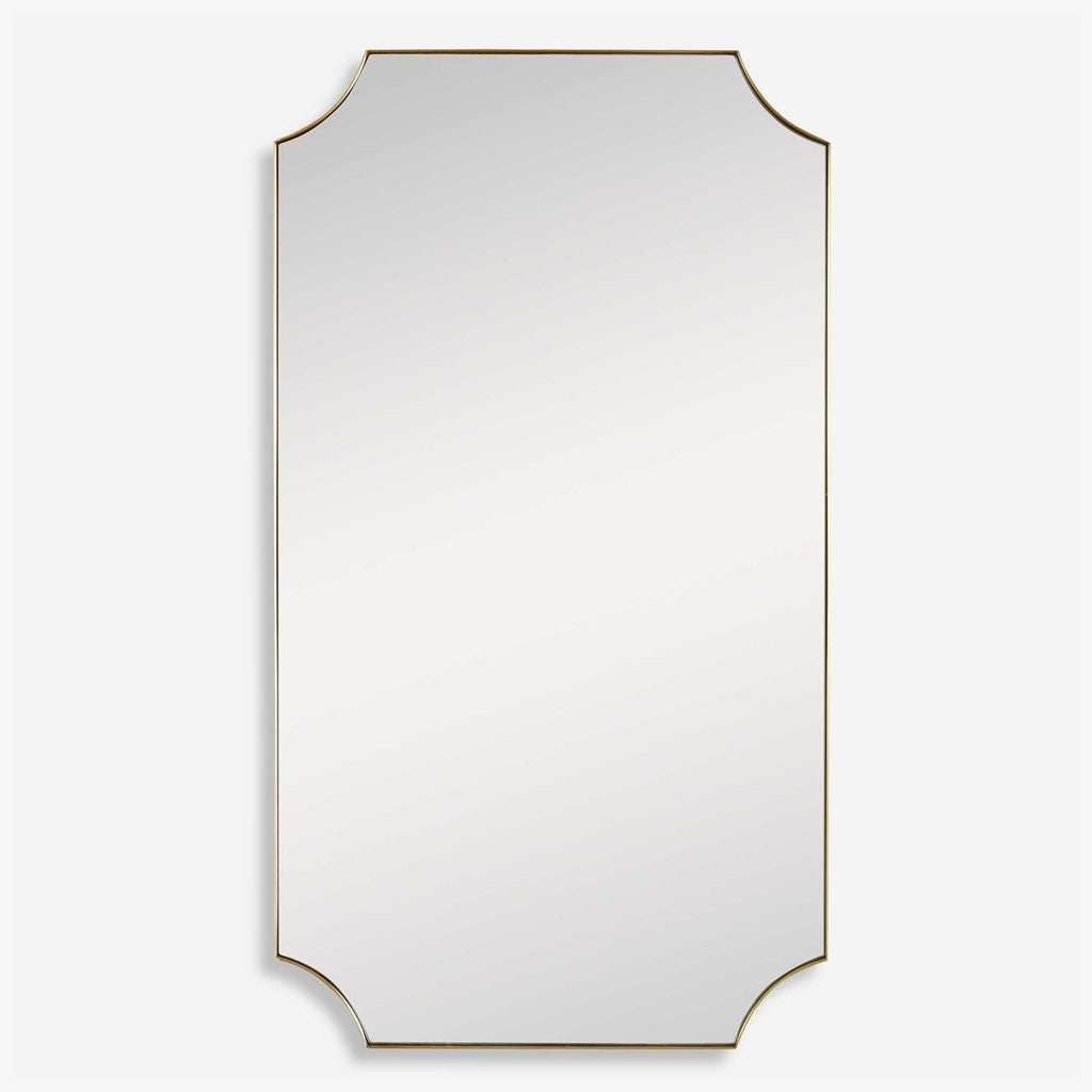 Lennox Brass Scalloped Corner Mirror - Bombay Mercantile