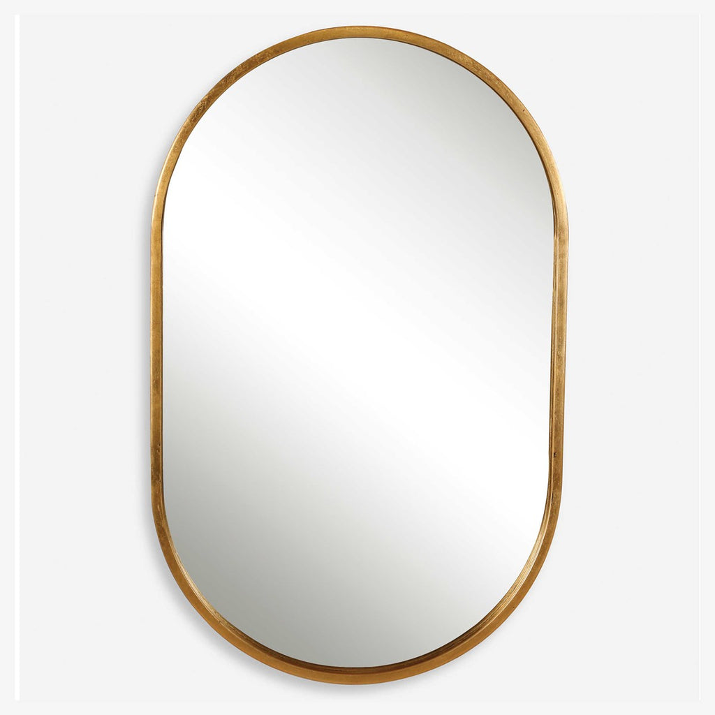 Varina Minimalist Gold Oval Mirror - Bombay Mercantile