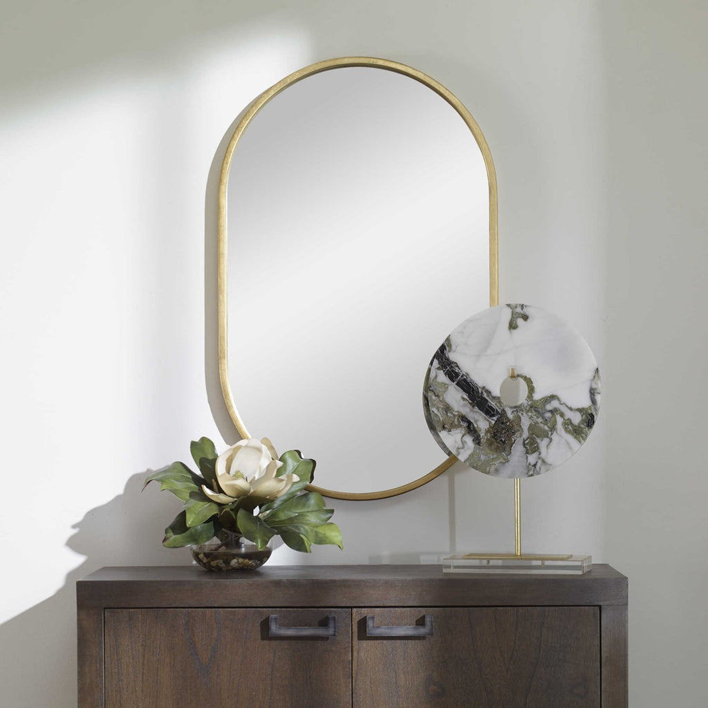 Varina Minimalist Gold Oval Mirror - Bombay Mercantile