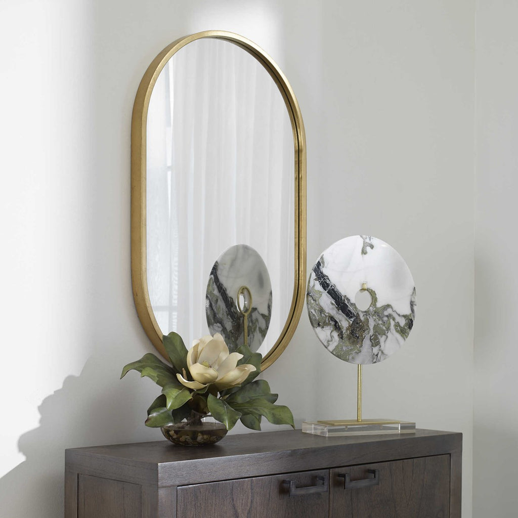 Varina Minimalist Gold Oval Mirror - Bombay Mercantile
