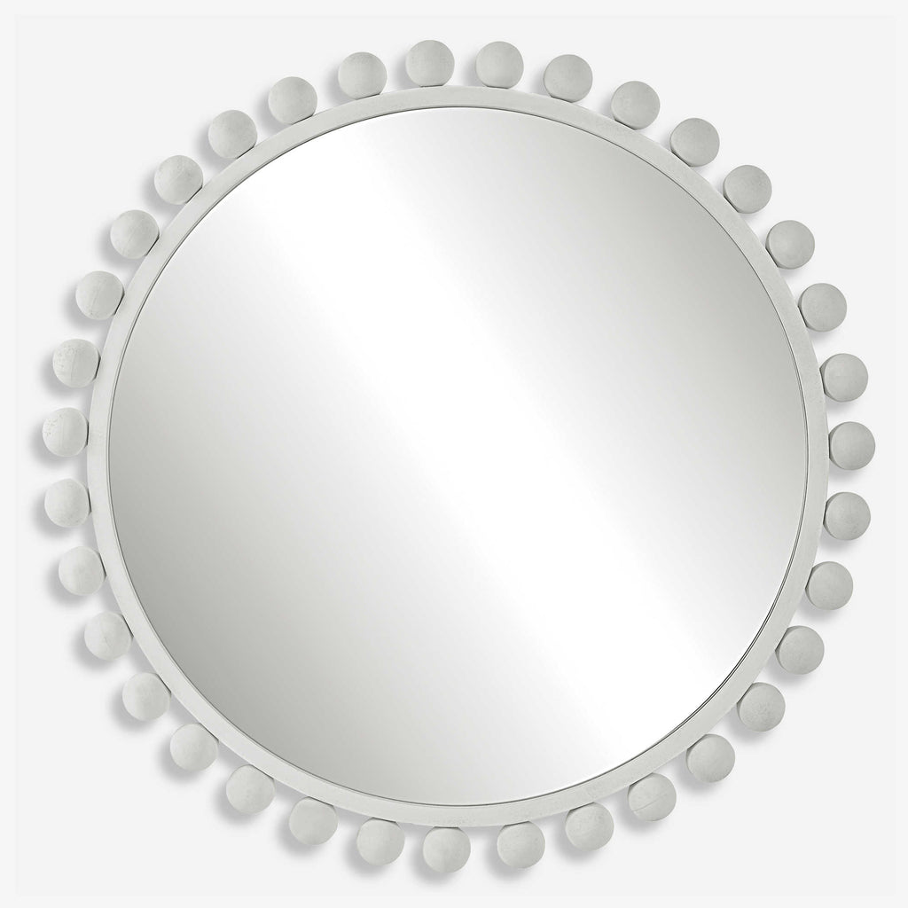 Cyra White Round Mirror - Bombay Mercantile