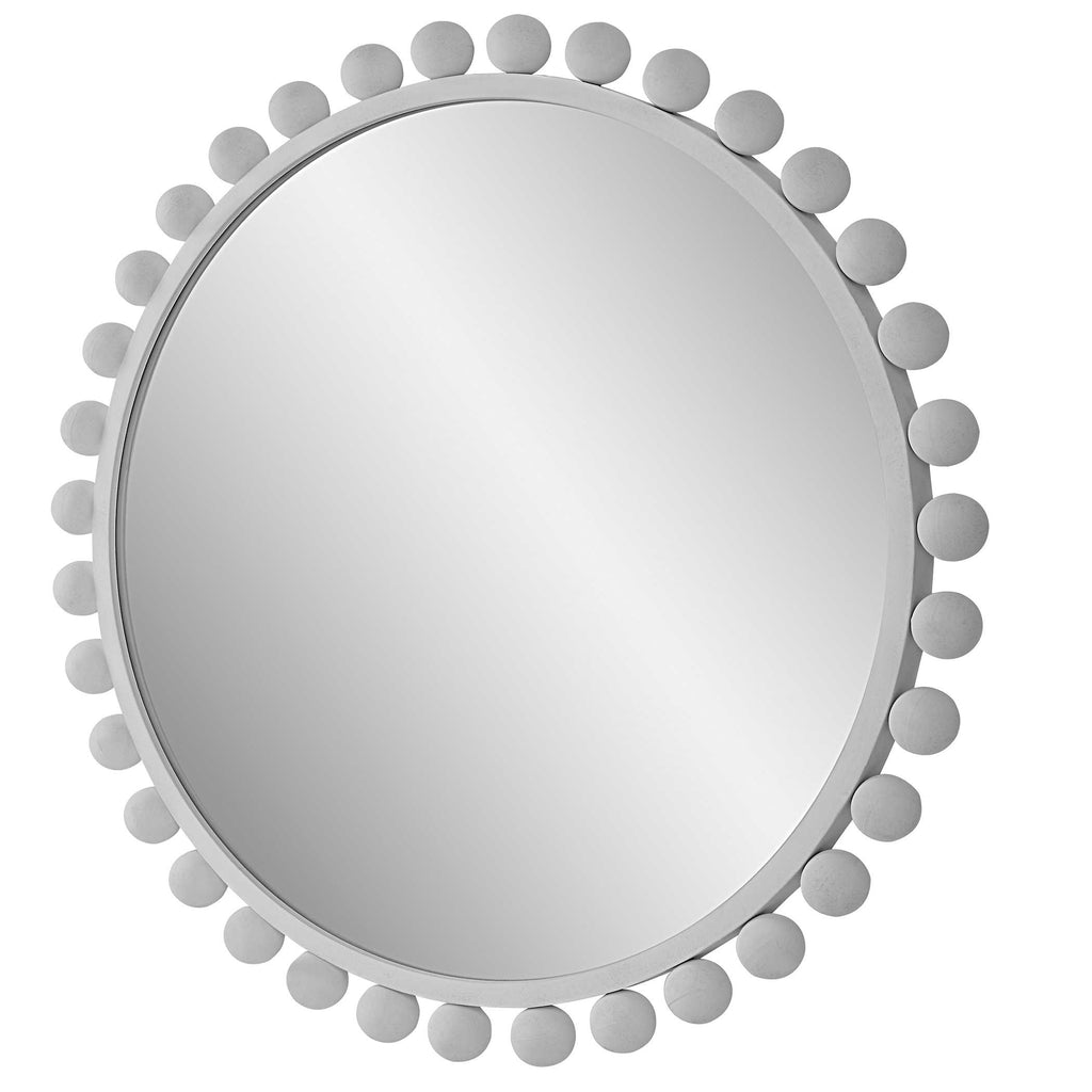 Cyra White Round Mirror - Bombay Mercantile