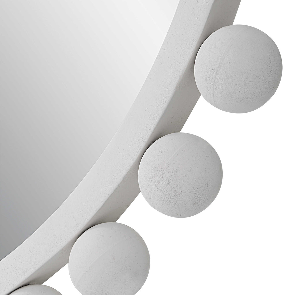 Cyra White Round Mirror - Bombay Mercantile