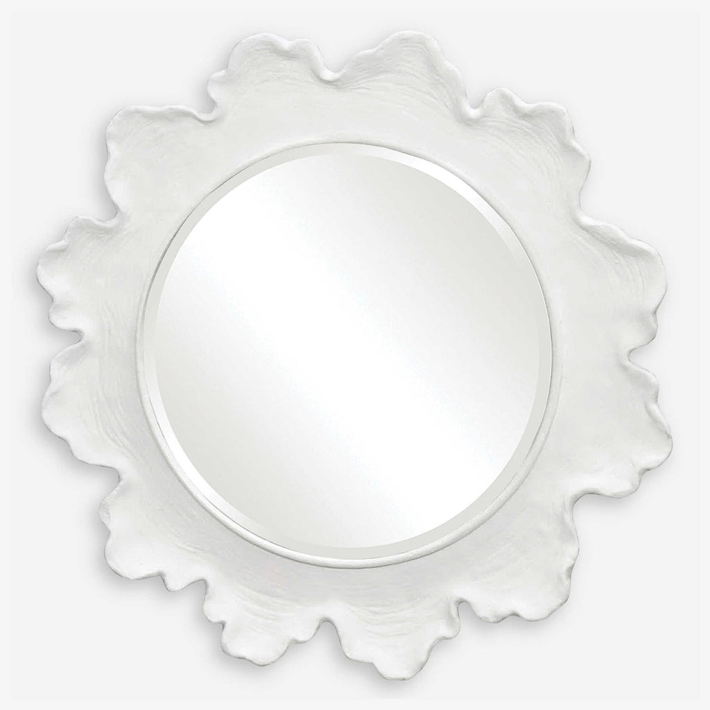 Sea Coral White Round Mirror - Bombay Mercantile