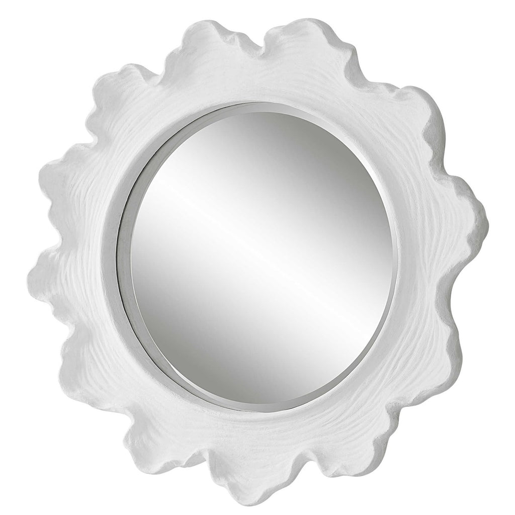 Sea Coral White Round Mirror - Bombay Mercantile