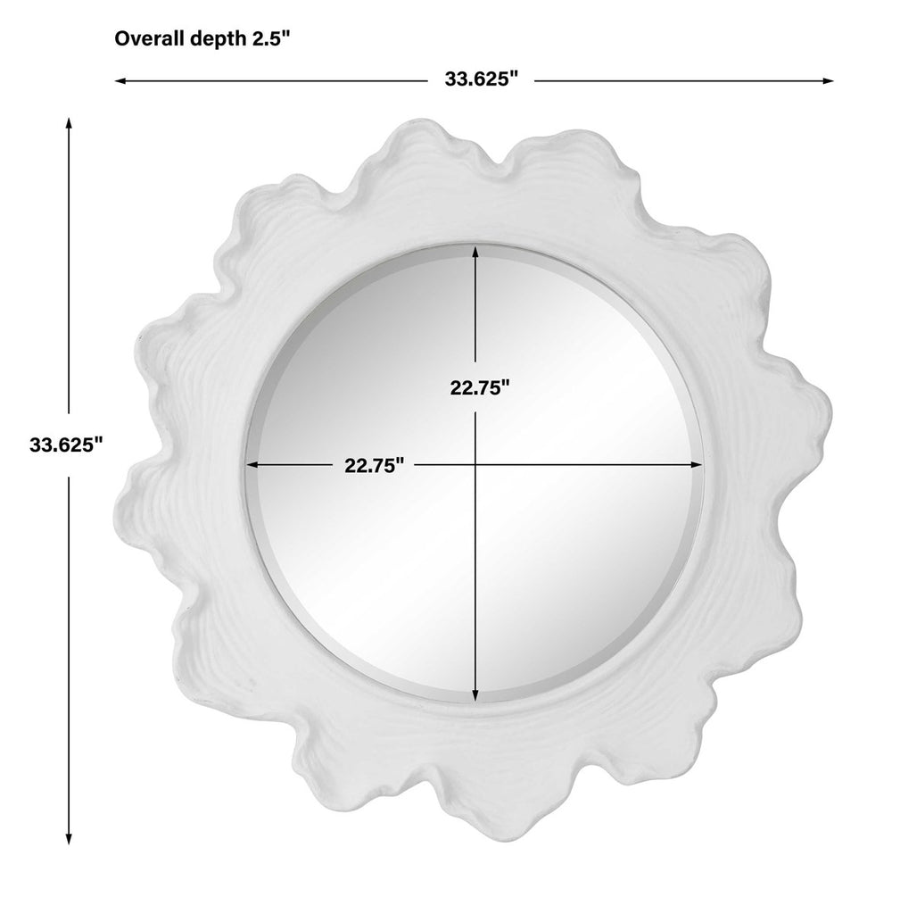 Sea Coral White Round Mirror - Bombay Mercantile