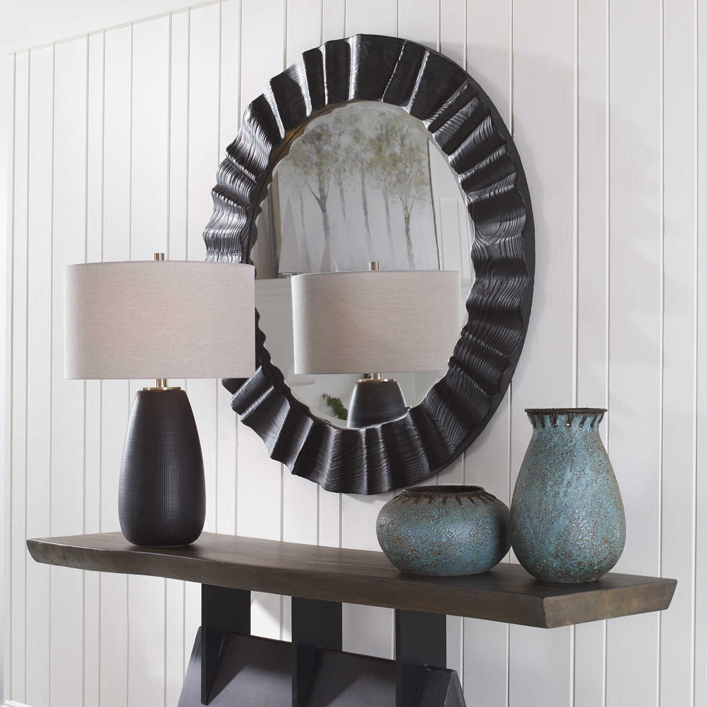 Caribou Dark Espresso Round Mirror - Bombay Mercantile