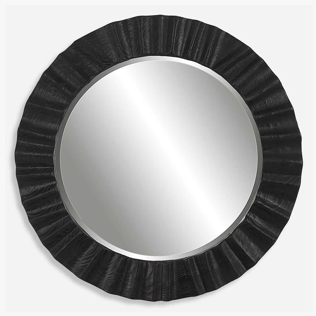 Caribou Dark Espresso Round Mirror - Bombay Mercantile