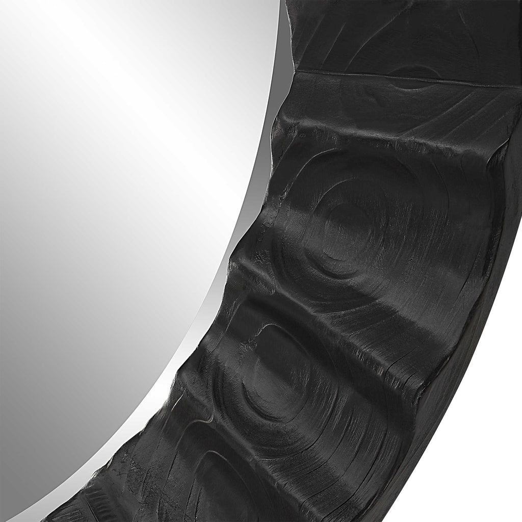 Caribou Dark Espresso Round Mirror - Bombay Mercantile