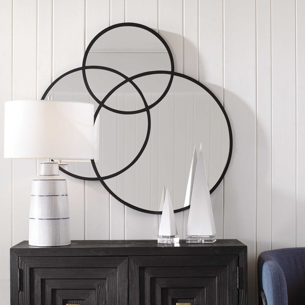 Droplet Black Circle Mirror - Bombay Mercantile