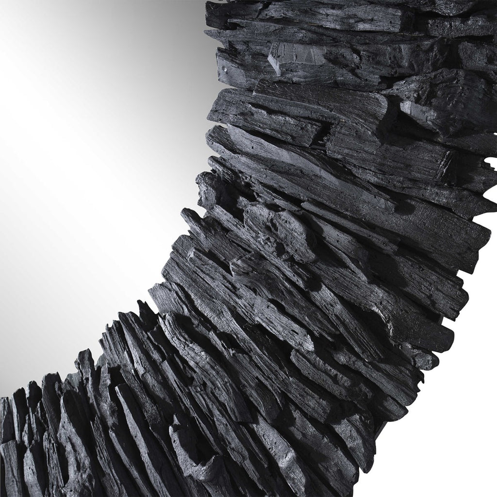 Teak Branch Black Round Mirror - Bombay Mercantile