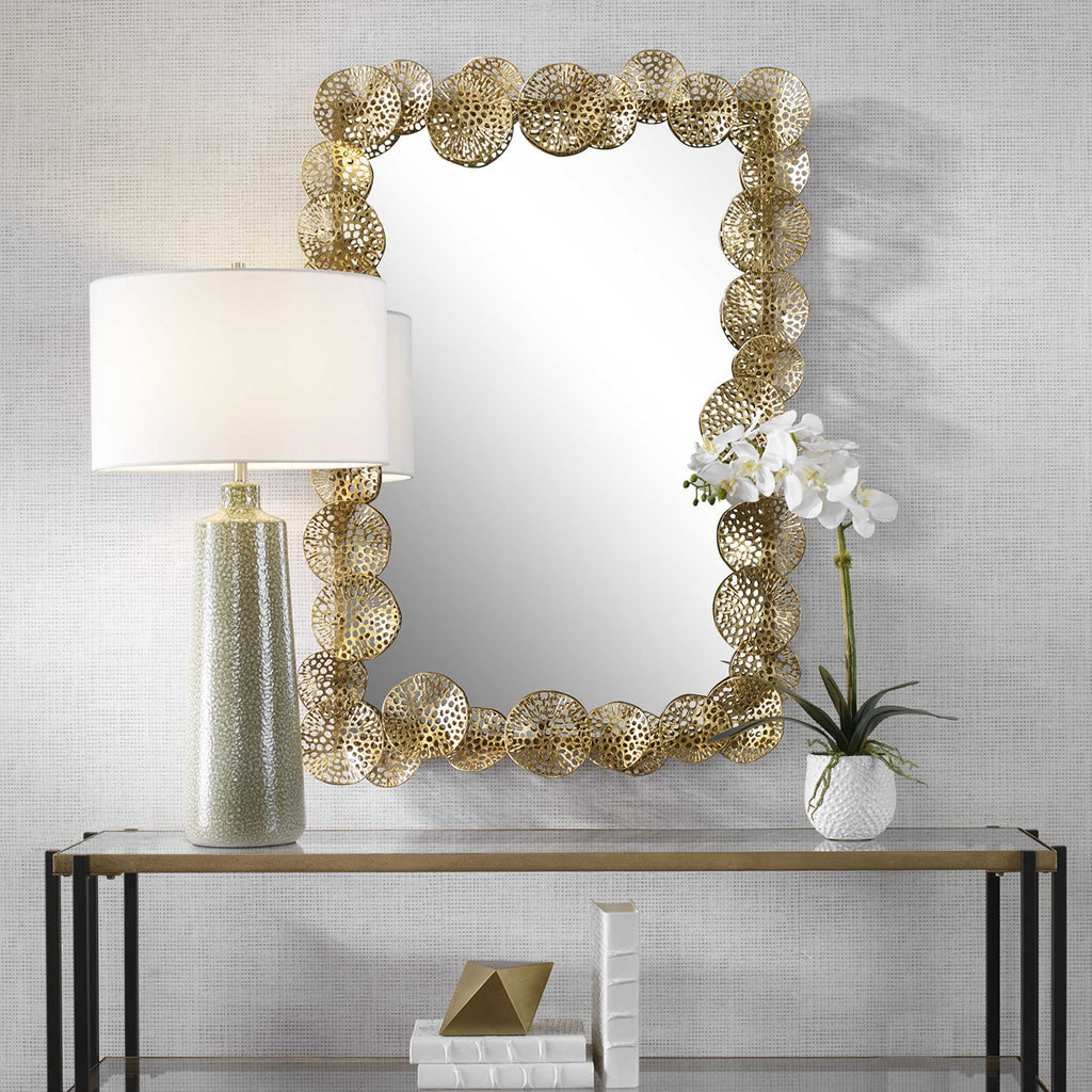 Ripley Gold Lotus Mirror - Bombay Mercantile