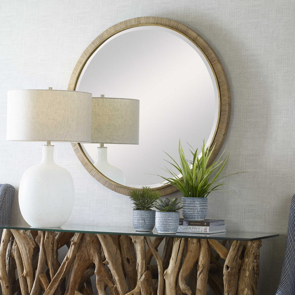 Paradise Round Rattan Mirror - Bombay Mercantile