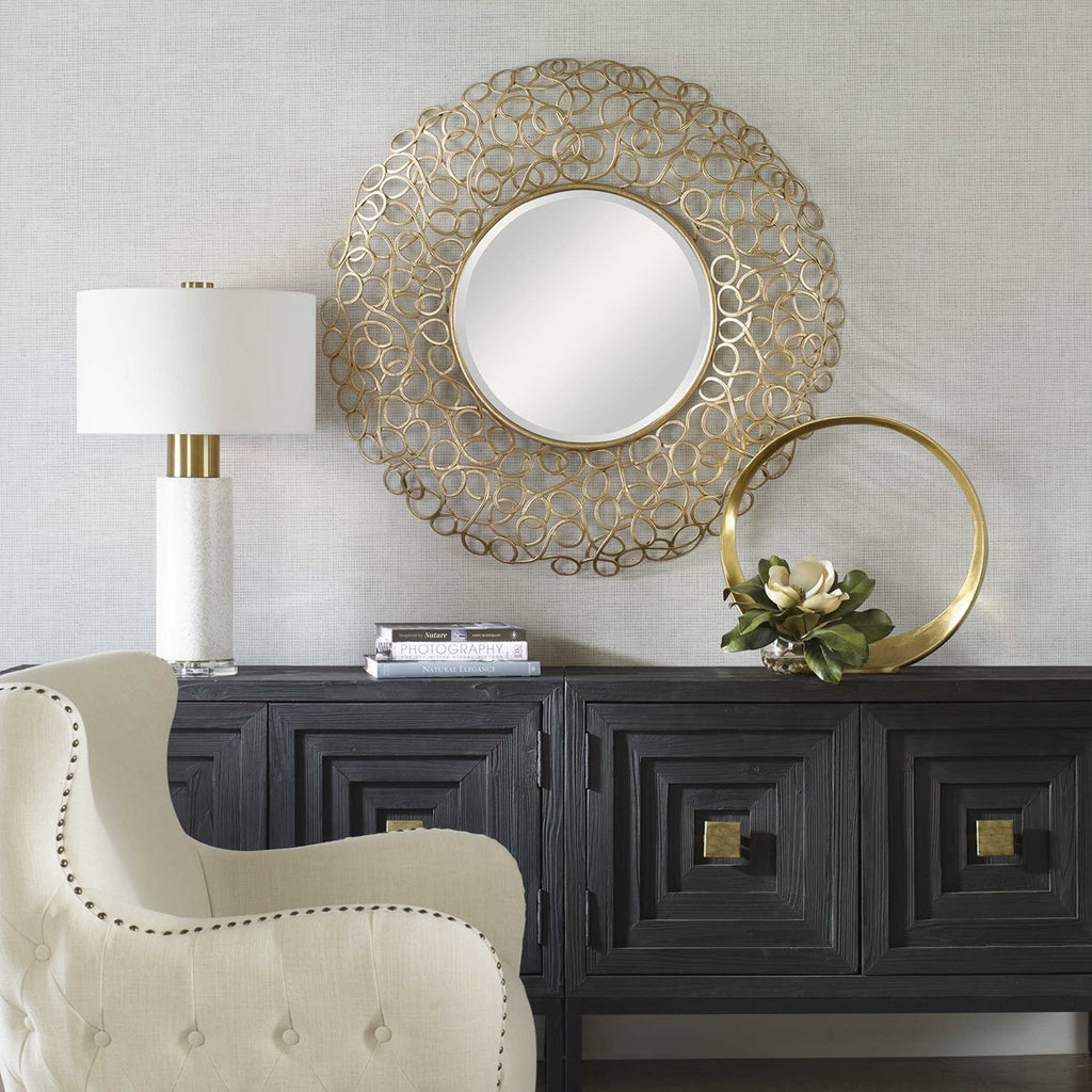 Swirl Round Gold Mirror - Bombay Mercantile