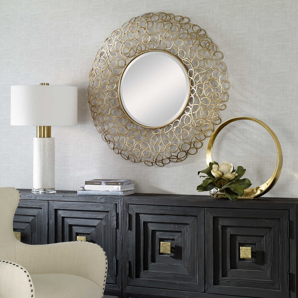 Swirl Round Gold Mirror - Bombay Mercantile