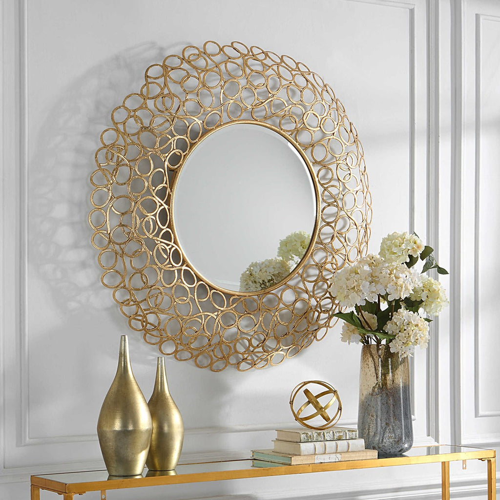 Swirl Round Gold Mirror - Bombay Mercantile