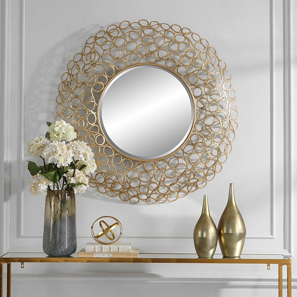Swirl Round Gold Mirror - Bombay Mercantile