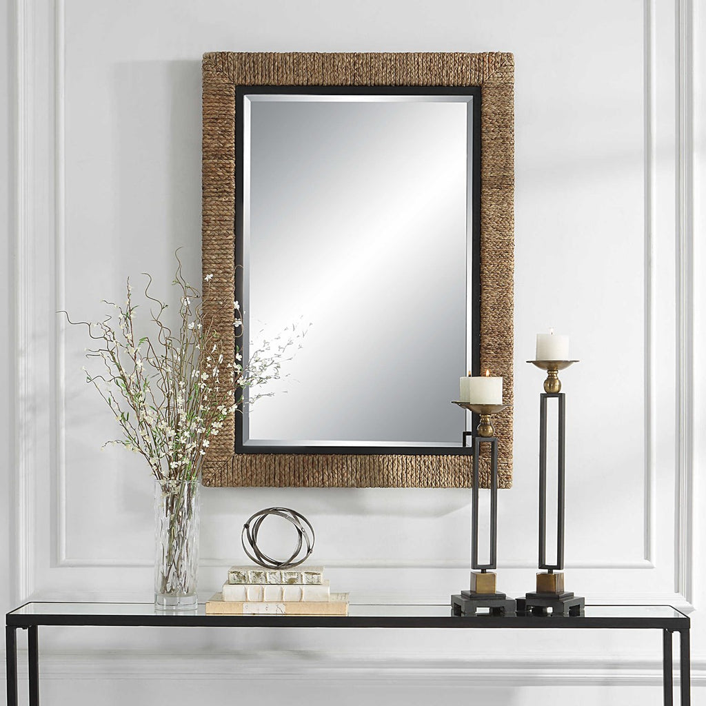 Island Braided Straw Mirror - Bombay Mercantile