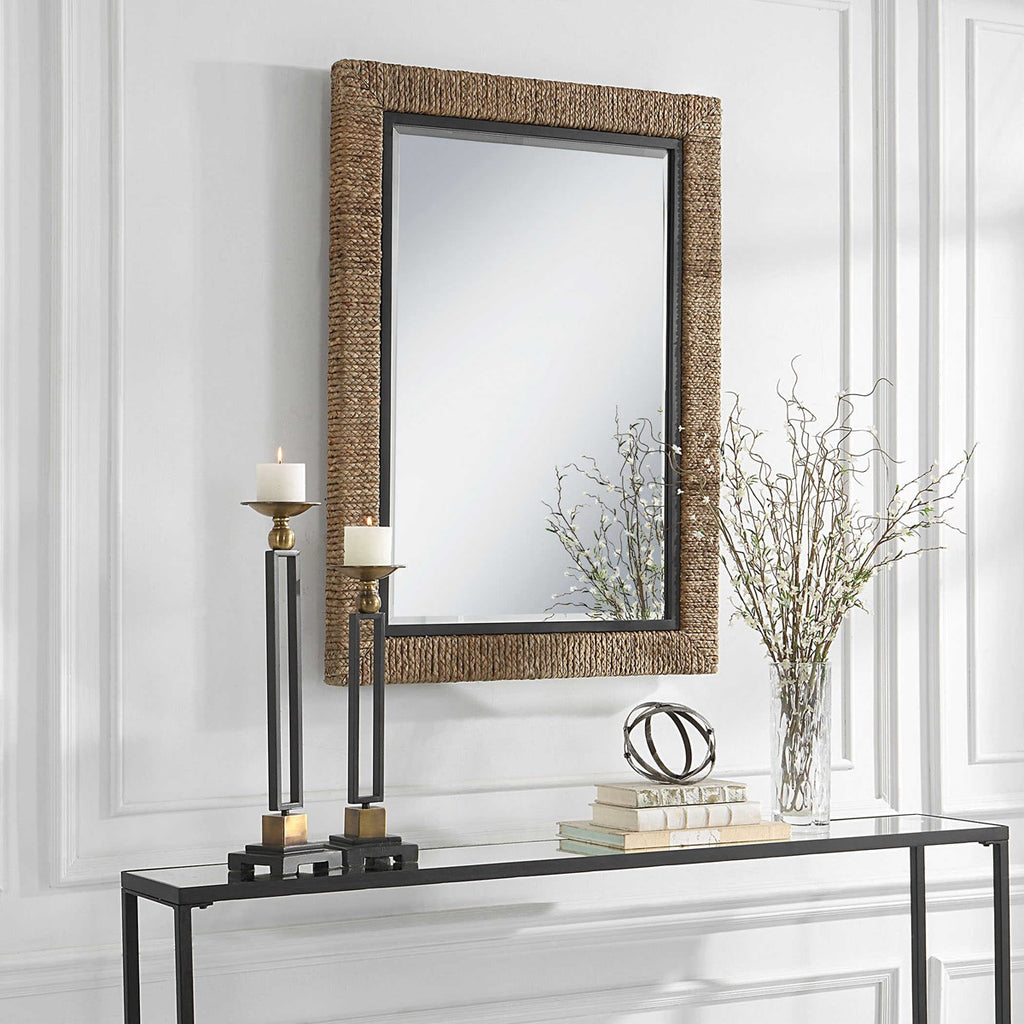 Island Braided Straw Mirror - Bombay Mercantile