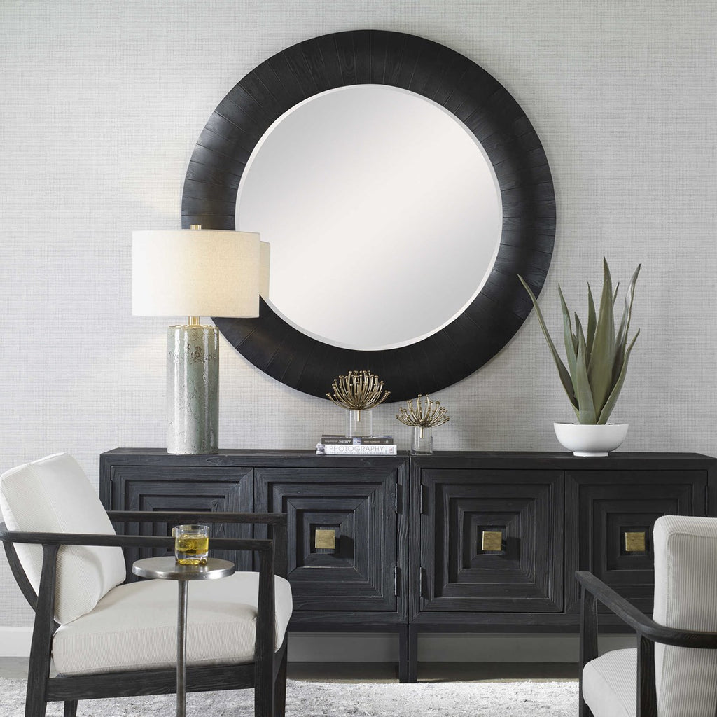 Stockade Dark Round Mirror - Bombay Mercantile
