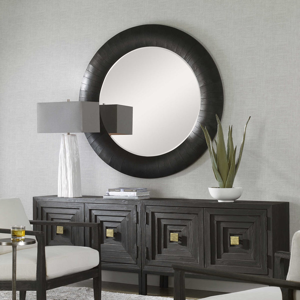 Stockade Dark Round Mirror - Bombay Mercantile