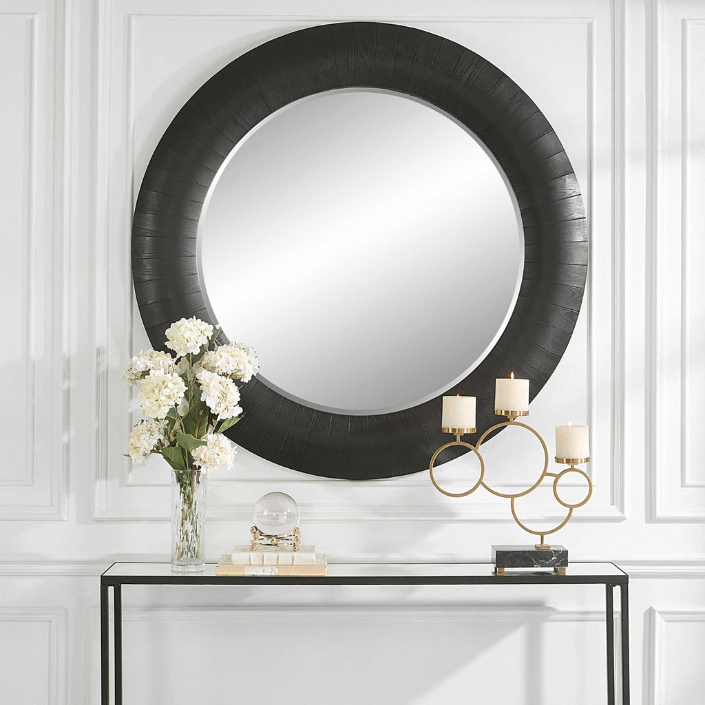 Stockade Dark Round Mirror - Bombay Mercantile